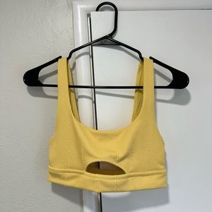 AE Aerie Crinkle Cut Yellow Cut Out Bikini Top Size S